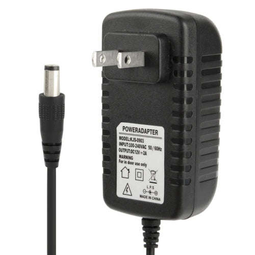High Quality US Plug AC 100-240V to DC 12V 2A Power Adapter, Tips: 5.5 x 2.1mm, Cable Length: 1m(...