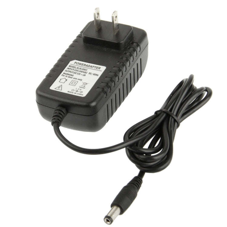 High Quality US Plug AC 100-240V to DC 12V 2A Power Adapter, Tips: 5.5 x 2.1mm, Cable Length: 1m(...