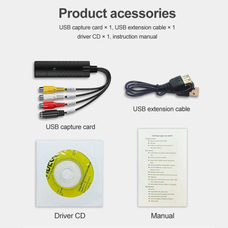 DVD Maker USB 2.0 Video Capture & Edit (Easy CAP), Support MPEG-1/MPEG-2 Compression Format, Chip...