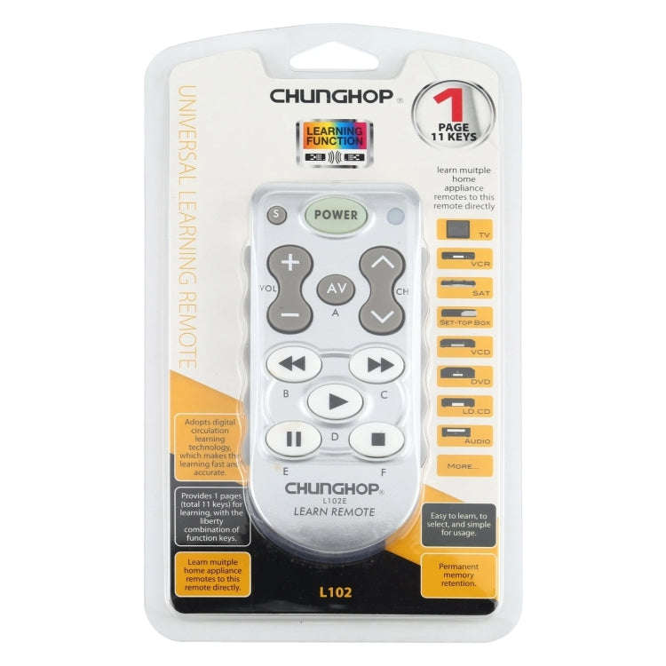 ChunGhop Universal Learning Remote Control L102(White)