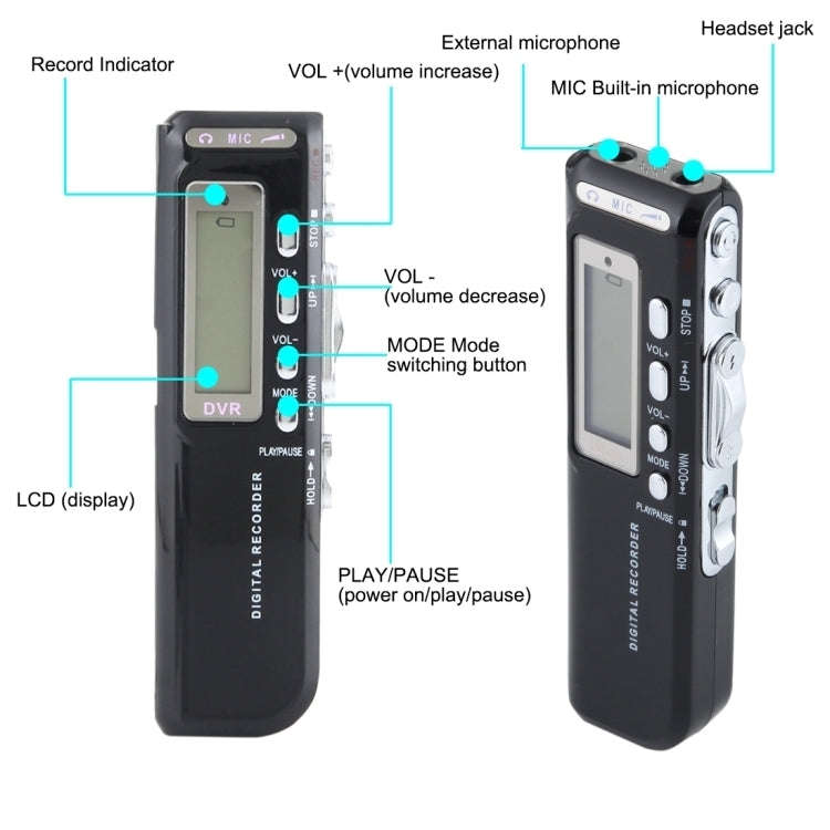 8GB Digital Voice Recorder Dictaphone MP3 Player, Support Telephone recording, VOX function, Powe...