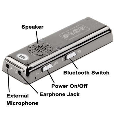 Digital Voice Recorder MP3 Player with 4GB Memory, Support Mobile Bluetooth recording, Mobile Pho...
