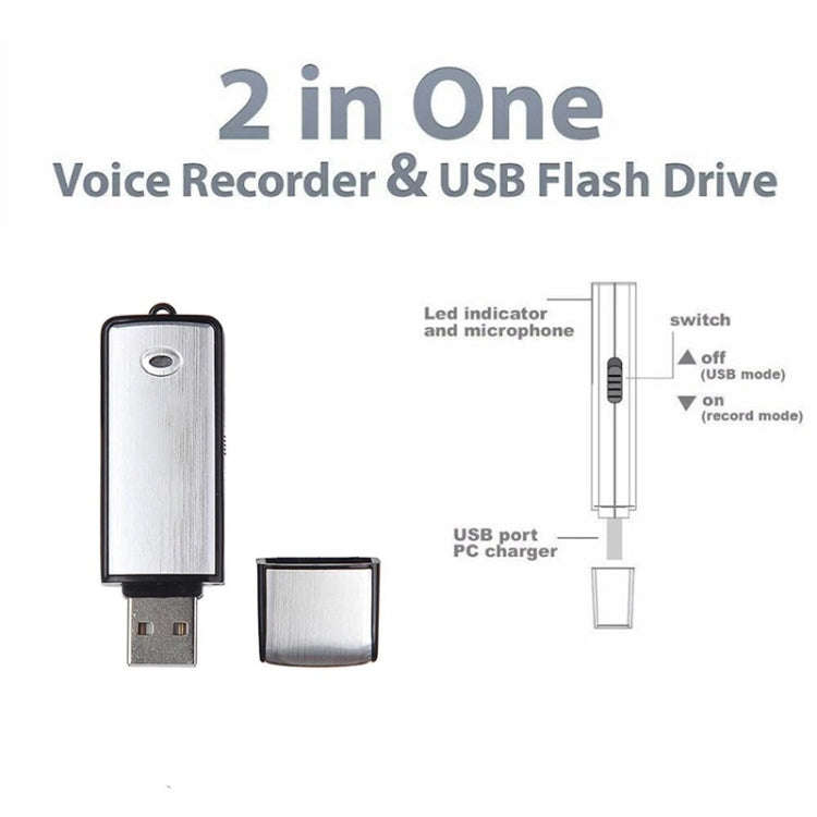 USB Voice Recorder + 8GB USB Flash Disk(Black)