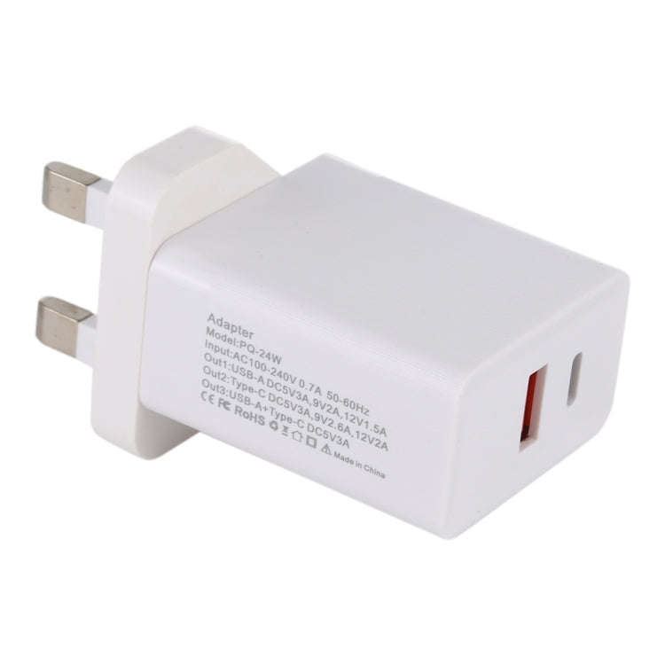 24W PD + QC3.0 Fast Charger Power Adapter Plug Adapter UK Plug
