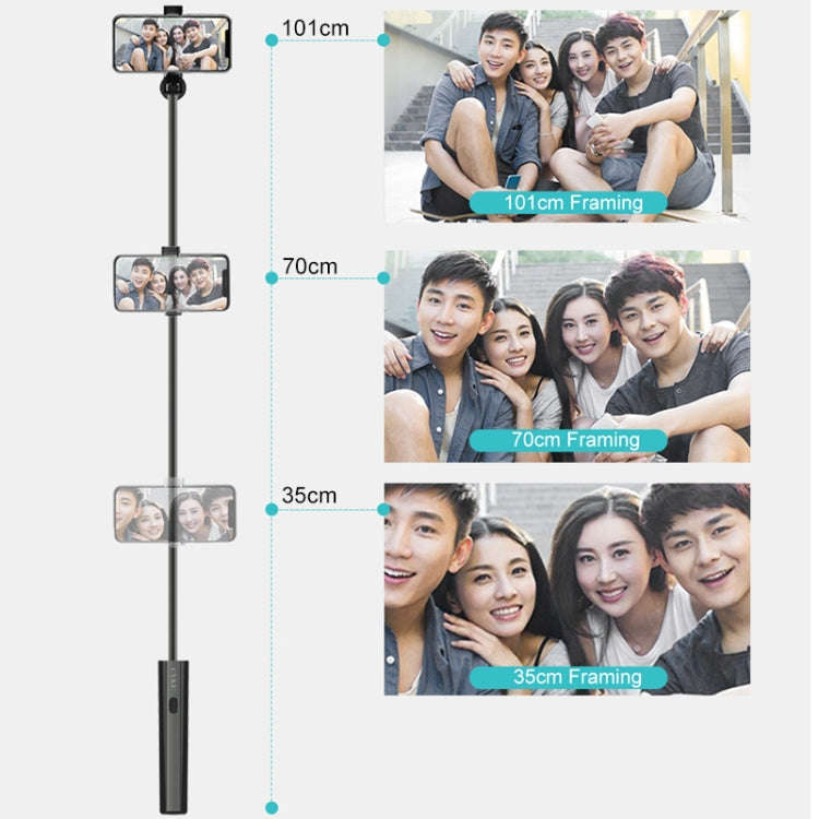 CYKE P9 Universal Stretchable Hidden One-piece Wireless Bluetooth Selfie Stick(Black)