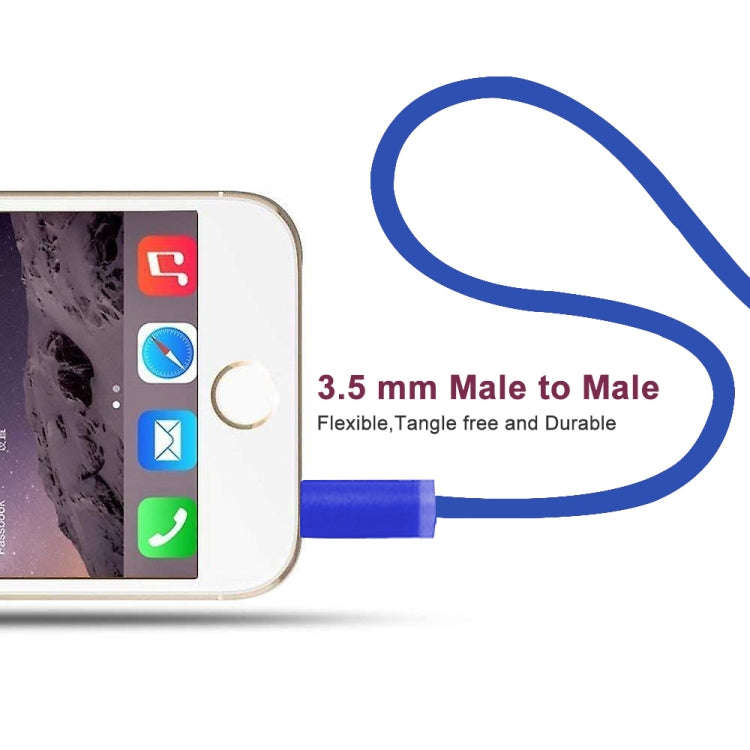 ZS0087 3.5mm Male to Male Earphone Cable with Mic & Wire-controlled, Cable Length: 1.4m(Blue)