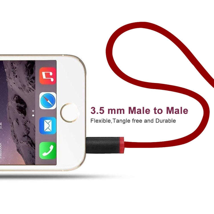ZS0087 3.5mm Male to Male Earphone Cable with Mic & Wire-controlled, Cable Length: 1.4m(Red Black)