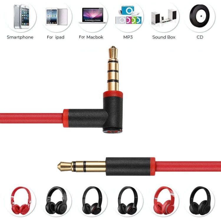 ZS0087 3.5mm Male to Male Earphone Cable with Mic & Wire-controlled, Cable Length: 1.4m(Red Black)