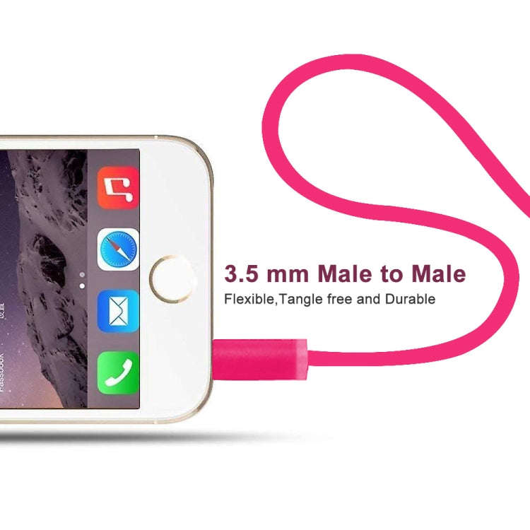 ZS0087 3.5mm Male to Male Earphone Cable with Mic & Wire-controlled, Cable Length: 1.4m(Rose Red)