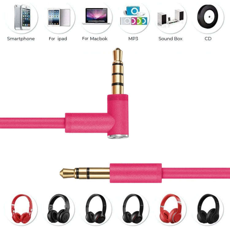 ZS0087 3.5mm Male to Male Earphone Cable with Mic & Wire-controlled, Cable Length: 1.4m(Rose Red)