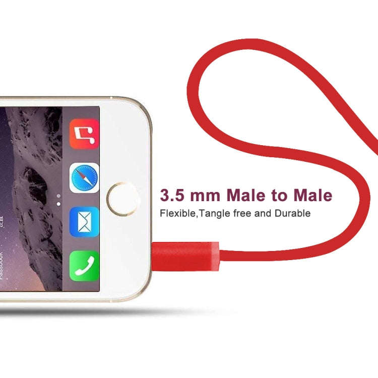 ZS0087 3.5mm Male to Male Earphone Cable with Mic & Wire-controlled, Cable Length: 1.4m(Red)