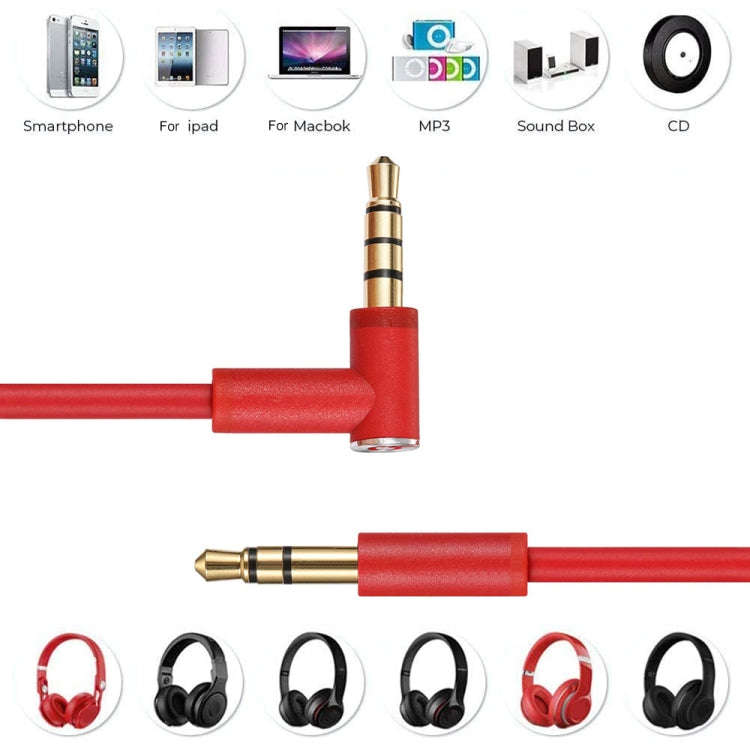 ZS0087 3.5mm Male to Male Earphone Cable with Mic & Wire-controlled, Cable Length: 1.4m(Red)