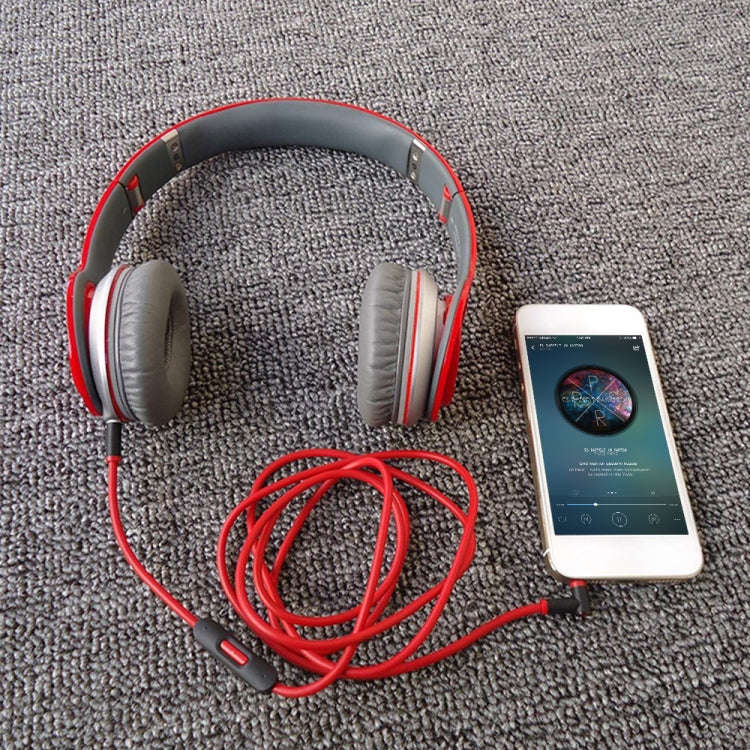 ZS0087 3.5mm Male to Male Earphone Cable with Mic & Wire-controlled, Cable Length: 1.4m(Red Black)