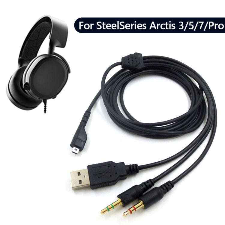ZS0224 3-Prong Headphone Audio Cable for SteelSeries Arctis 3 / 5 / 7 / Pro (Black)