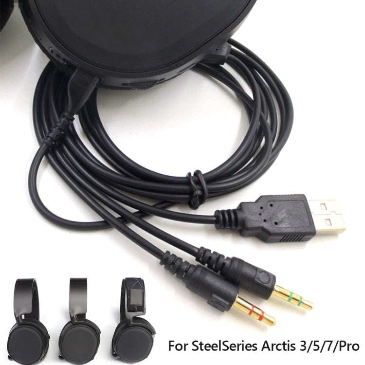 ZS0224 3-Prong Headphone Audio Cable for SteelSeries Arctis 3 / 5 / 7 / Pro (Black)