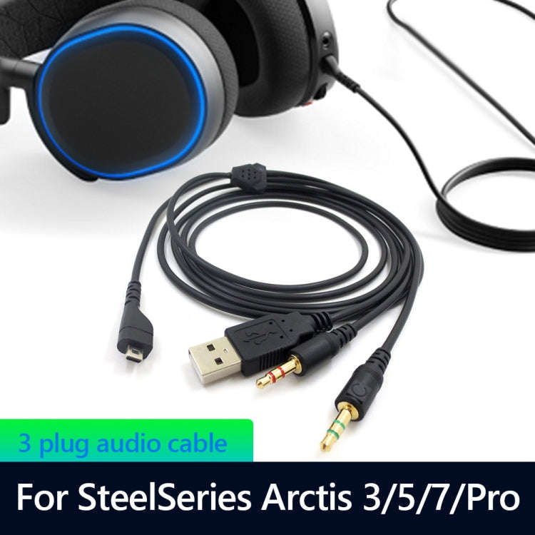 ZS0224 3-Prong Headphone Audio Cable for SteelSeries Arctis 3 / 5 / 7 / Pro (Black)