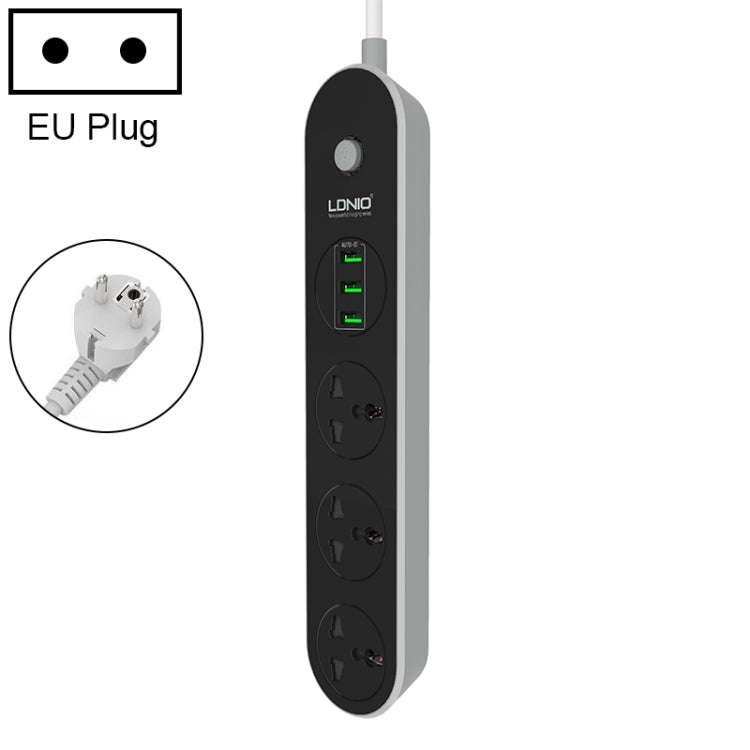 LDNIO SC3301 3 x USB Ports Travel Home Office Socket, Cable Length: 1.6m, EU Plug
