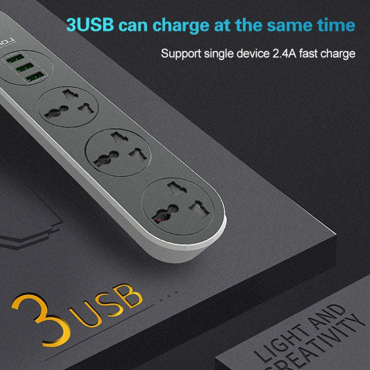 LDNIO SC3301 3 x USB Ports Travel Home Office Socket, Cable Length: 1.6m, EU Plug