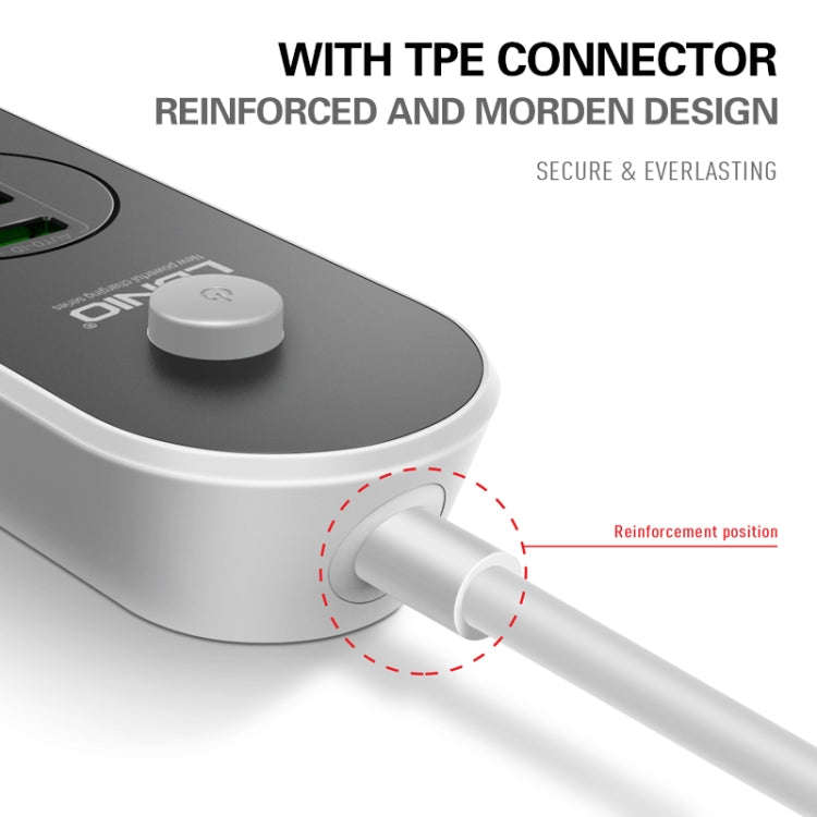 LDNIO SC3301 3 x USB Ports Travel Home Office Socket, Cable Length: 1.6m, EU Plug