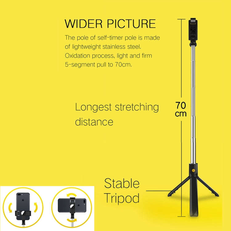 K10 Bluetooth 4.0 Mobile Phone Adjustable Bluetooth Selfie Stick Self-timer Pole Tripod (Black)