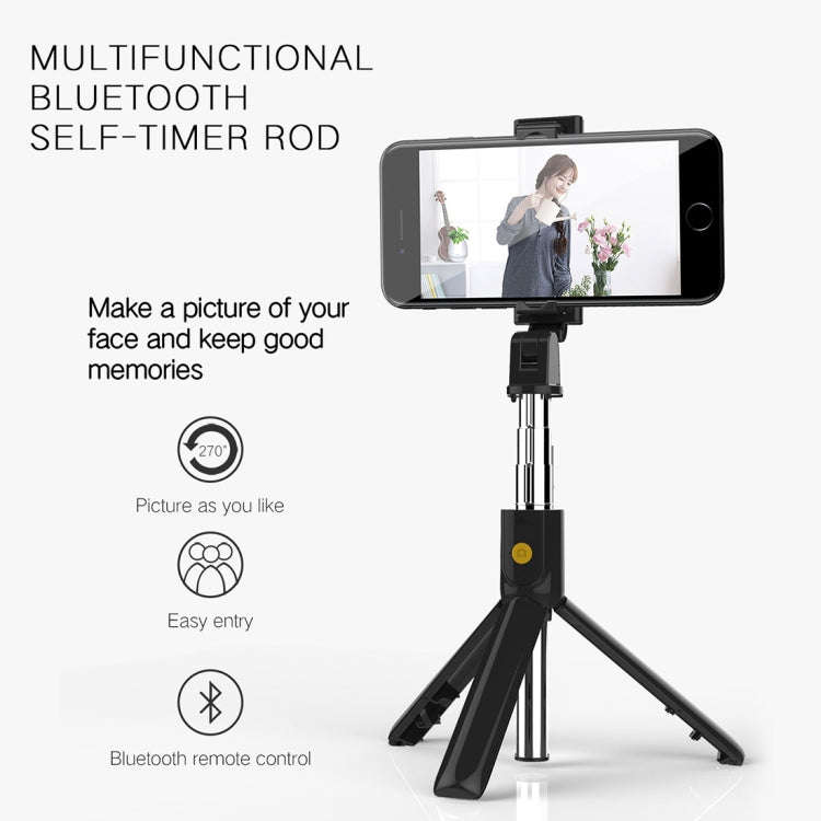 K10 Bluetooth 4.0 Mobile Phone Adjustable Bluetooth Selfie Stick Self-timer Pole Tripod (Black)