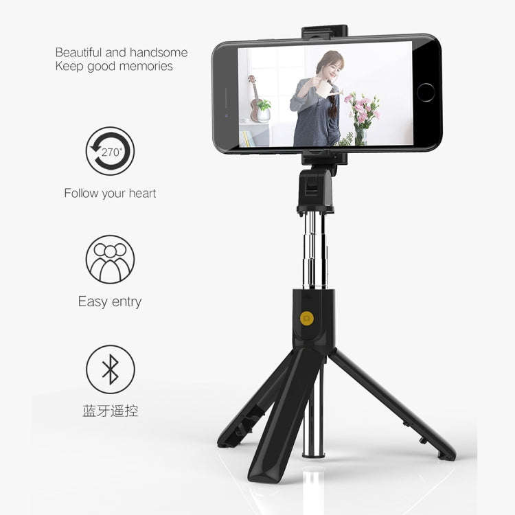 K07 Bluetooth 4.0 Mobile Phone Adjustable Bluetooth Selfie Stick Self-timer Pole Tripod (White)