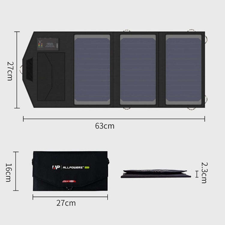 ALLPOWERS Solar Battery Charger Portable 5V 15W Dual USB+ Type-C Portable Solar Panel Charger Out...