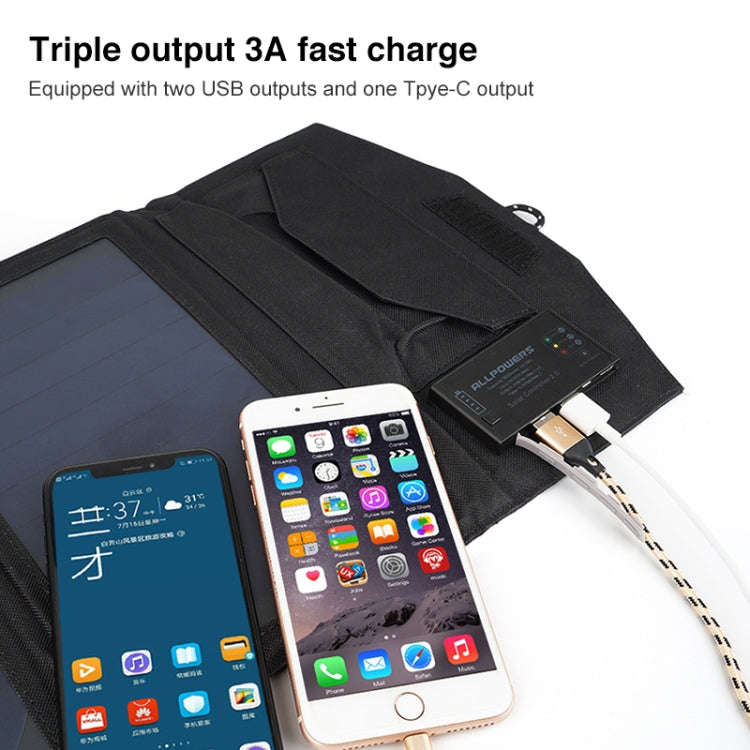 ALLPOWERS Solar Battery Charger Portable 5V 15W Dual USB+ Type-C Portable Solar Panel Charger Out...