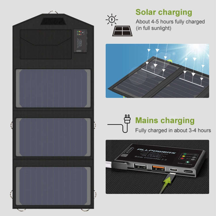 ALLPOWERS Solar Battery Charger Portable 5V 15W Dual USB+ Type-C Portable Solar Panel Charger Out...