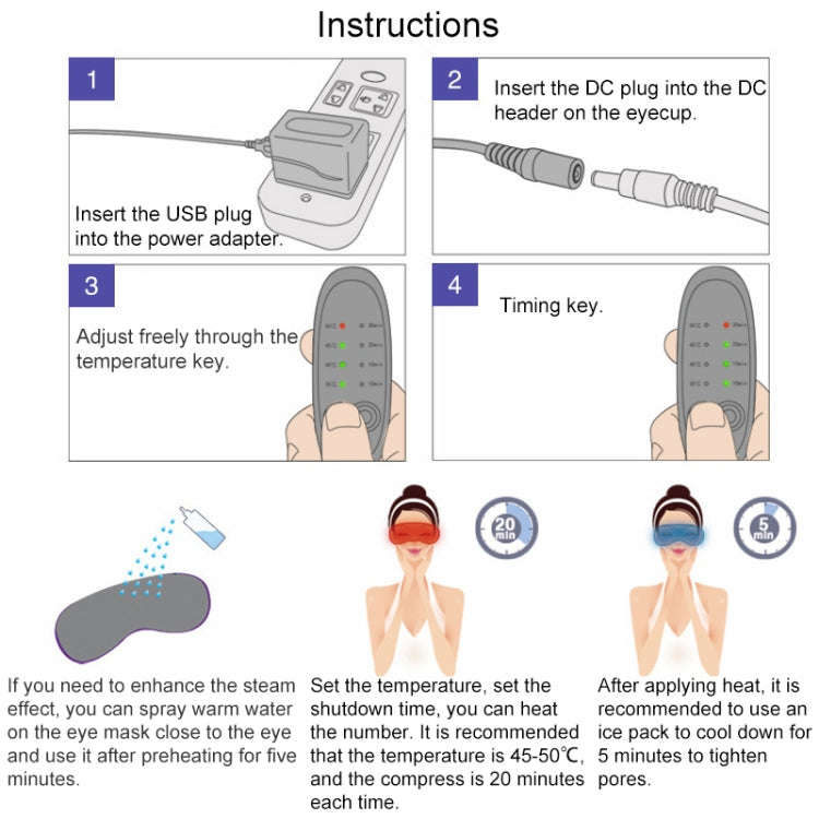 USB Charging Heating Steam Sleep Eye Mask (Purple)