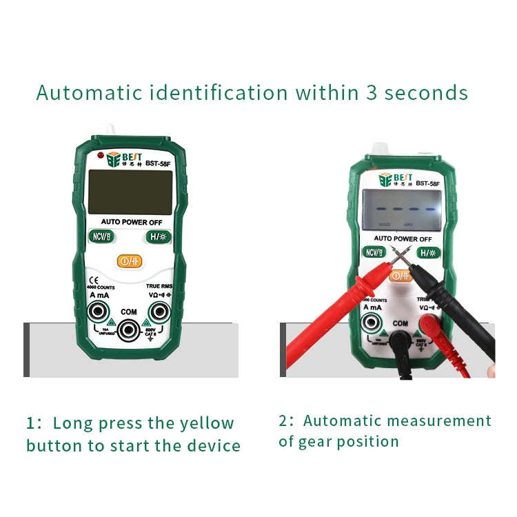 BEST BST-58F Full Automatic Range Multimeter Without Shift Intelligent Identification Digital Mul...