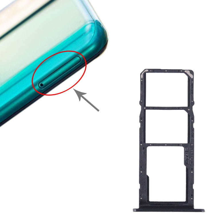 For Honor 10X Lite SIM + SIM + Micro SD Card Tray (Black)
