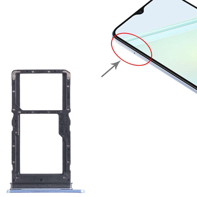 For Honor Play6C SIM + SIM / Micro SD Card Tray (Blue)