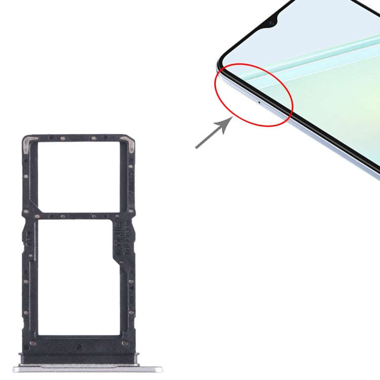 For Honor Play6C SIM + SIM / Micro SD Card Tray (Silver)