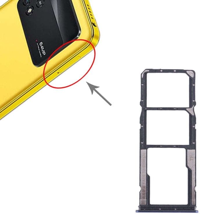 For Xiaomi Poco M4 Pro SIM Card Tray + SIM Card Tray + Micro SD Card Tray (Dark Blue)