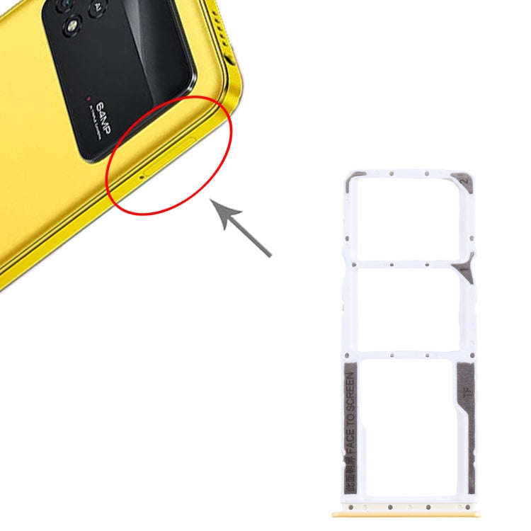 For Xiaomi Poco M4 Pro SIM Card Tray + SIM Card Tray + Micro SD Card Tray (Yellow)