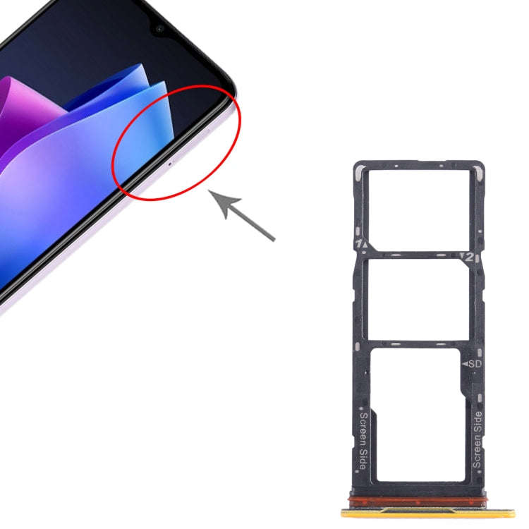For Tecno Spark Go 2023 BF7n SIM Card Tray + SIM Card Tray + Micro SD Card Tray (Yellow)