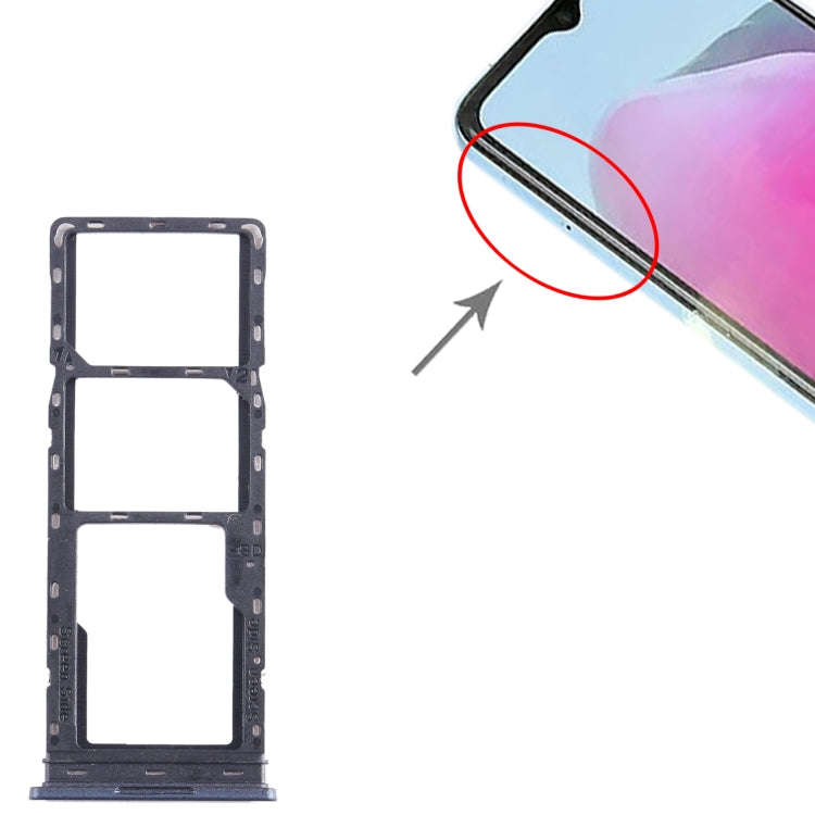 For Tecno Pop 7 Pro BF7 SIM Card Tray + SIM Card Tray + Micro SD Card Tray (Blue)
