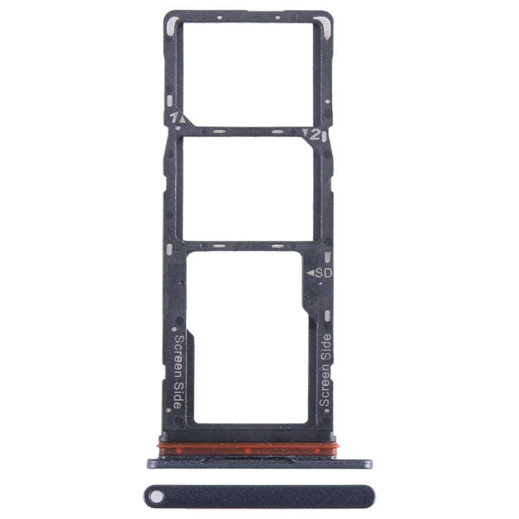 For Tecno Pop 7 BF6 SIM Card Tray + SIM Card Tray + Micro SD Card Tray (Black)
