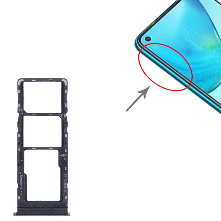 For Infinix Note 8i X683 SIM Card Tray + SIM Card Tray + Micro SD Card Tray (Black)