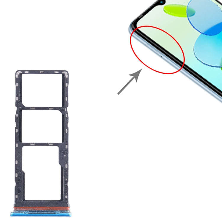 For Infinix Smart 6 X6511B SIM Card Tray + SIM Card Tray + Micro SD Card Tray (Blue)