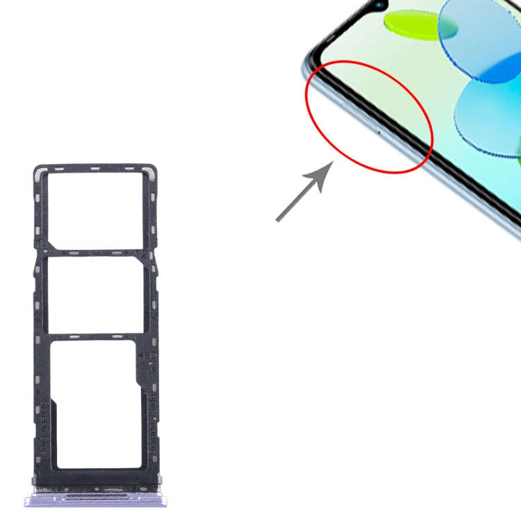 For Infinix Smart 6 X6511B SIM Card Tray + SIM Card Tray + Micro SD Card Tray (Purple)