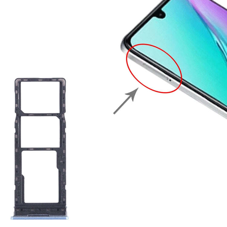 For Infinix Note 11 X663 SIM Card Tray + SIM Card Tray + Micro SD Card Tray (Blue)