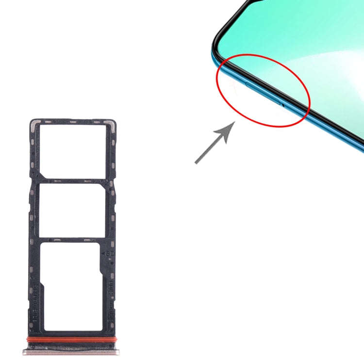 For Infinix Hot 11 Play SIM Card Tray + SIM Card Tray + Micro SD Card Tray (Gold)