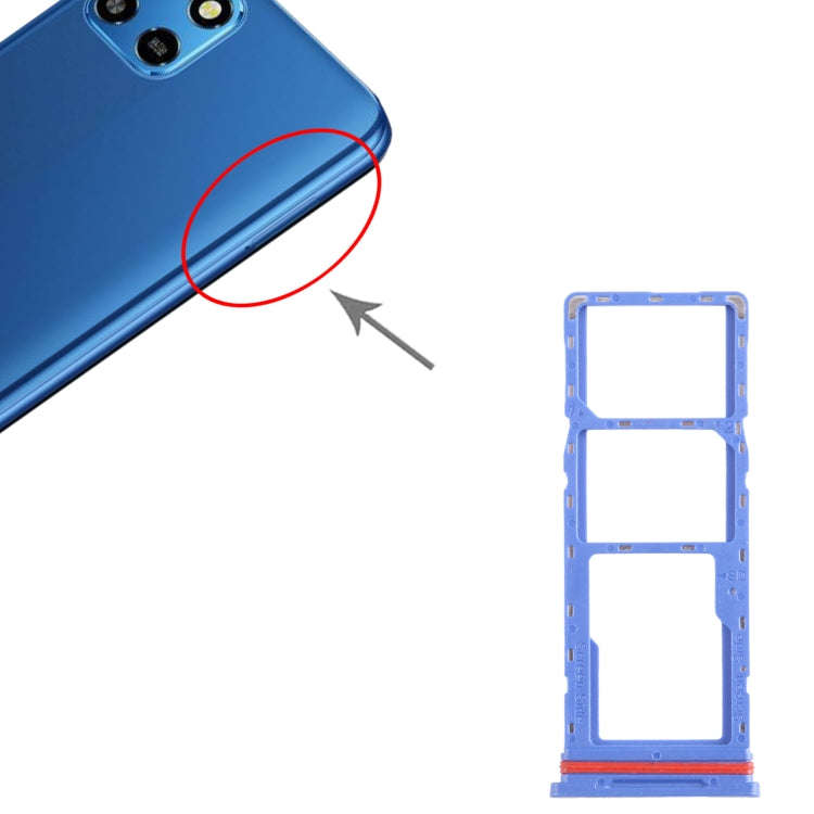 For Infinix Smart 6 HD X6512 SIM Card Tray + SIM Card Tray + Micro SD Card Tray (Dark Blue)
