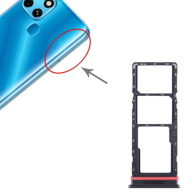 For Infinix Smart 6 Plus India X6823 SIM Card Tray + SIM Card Tray + Micro SD Card Tray (Black)
