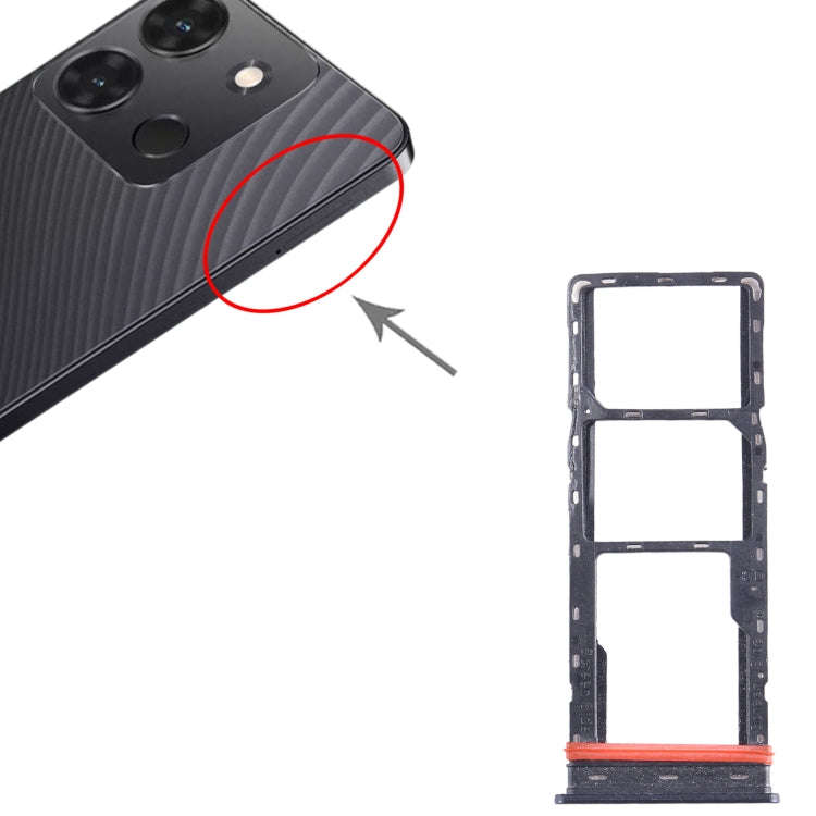 For Infinix Smart 7 X6515 SIM Card Tray + SIM Card Tray + Micro SD Card Tray (Black)