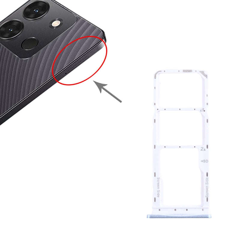For Infinix Smart 7 India X6517 SIM Card Tray + SIM Card Tray + Micro SD Card Tray (Blue)
