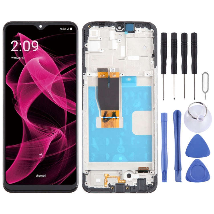 For T-Mobile REVVL 6X Pro 5G LCD Screen Digitizer Full Assembly with Frame (Black)