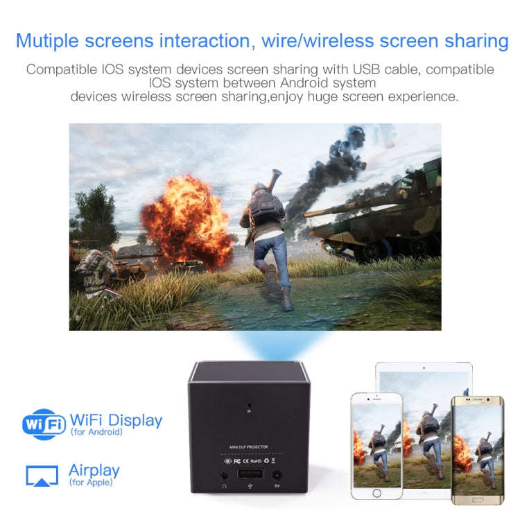 C80 DLP portable HD Projector 120-inch Giant Screen Projector Blu-ray 4K, Android 7.1.2, 2GB + 16...